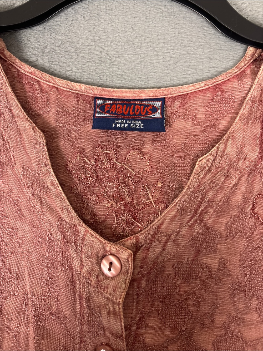 Embroidered Button-Front Blouse - Pink - Picture 2 of 4